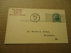 Ad postcard R. R. Yates bank supplies US Mission Mixture 1941 JOLIET ILL - Picture 1 of 2