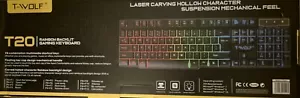 T6 Gaming Keyboard for PC Laptop RGB Rainbow Backlight USB Ergonomic T-WOLF - Picture 1 of 4