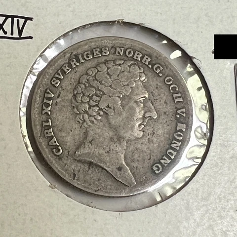 1836 CB Sweden 1/8 Riksdaler Specie, Carl XIV Jn., KM626, 9024 Mintage, V. Rare Cover