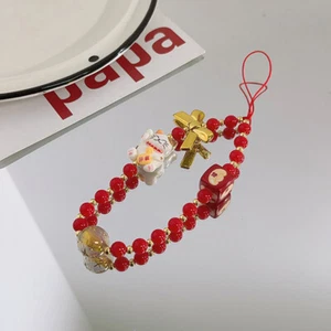 Red Bead Universal Mobile Phone Lanyard Handmade Bead Chain Keychain Key Lany-qk - Picture 1 of 4