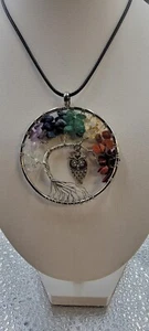 Anhänger Halskette Natur Edelstein Lebensbaum 7 Chakra Heilung Kristall Charm  - Bild 1 von 5