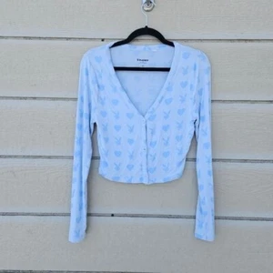 Playboy by Pac Sun light blue bunny print cropped cardigan medium - Picture 1 of 5