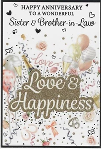TO A WONDERFUL SISTER AND BROTHER IN LAW ANNIVERSARY CARD - Picture 1 of 2