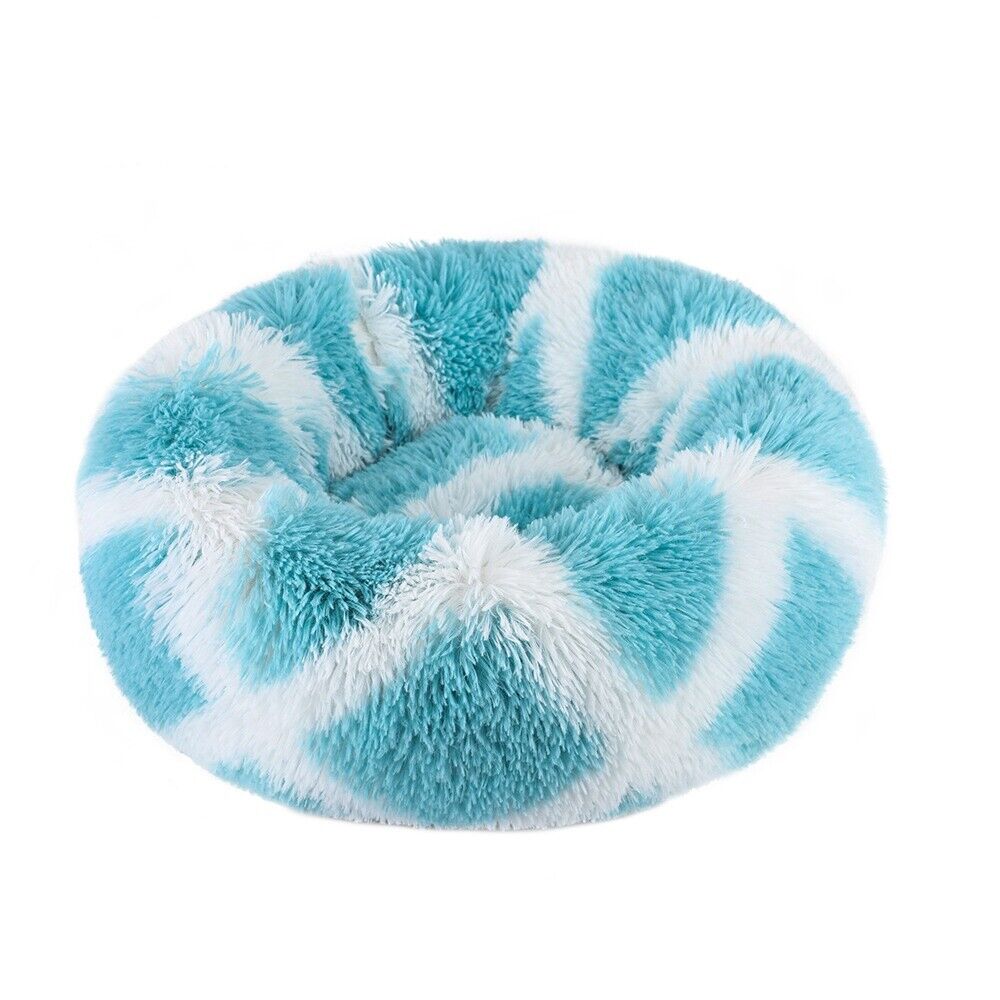 Premium Donut Plush Pet Dog Cat Bed Fluffy Soft Warm Calming Bed Sleeping Nest