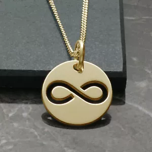 Collar de cadena opcional de oro amarillo de 9 quilates Forever Love Infinity amor regalo - Imagen 1 de 4