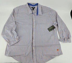 John Bartlett Consensus JB XXL Blue & Orange STRIPE Button Down Casual SHIRT - Picture 1 of 4