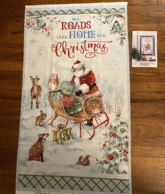 A MAGICAL CHRISTMAS Santa Sleigh Panel Lisa Audit Wilmington Print Cotton Fabric - Image 1 of 3