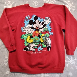 Vtg Disney Mickey Mouse Puzzle Graphic Crewneck Sweatshirt Adult Women's 2XL - Picture 1 of 12