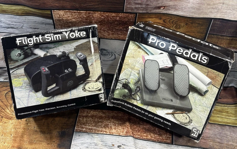 CH Products Flight Sim Yoke and Pro Pedals USB PC Simulator Game FSY211U PPU995 - Image 1 of 4