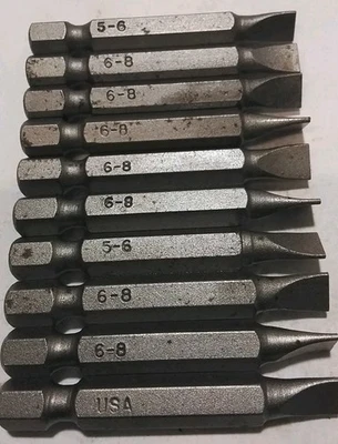 10pc 2" HEX ASSORTED SLOTTED DRIVER BIT SET USA 🇺🇸 - Image 1 of 3