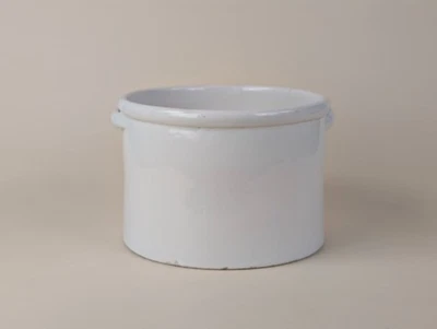Très Grand Pot Ancien Blanc Terre de Fer Ironstone Céramique Ø29cm Campagne - Photo 1/4