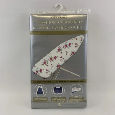 Vtg Better Home Cushioned Ironing Board Cover Pink Floral Roses New Sealed 54” - Image 1 of 4