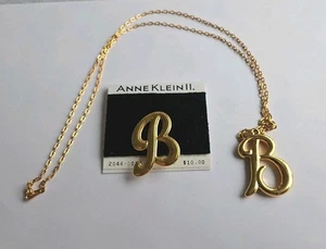 Anne Klein - Initial Letter "B" Brooch Pin & Unbranded B Necklace. J L - Picture 1 of 4