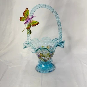 VTG Bradford Exchange Lina Lui “Sapphire Glow” glass basket - Picture 1 of 7
