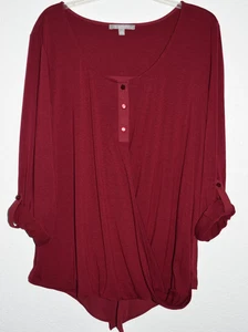 Colección NY 2x Top Elástico Cortina Frontal Manga Larga Pestaña Enrollable Popover Merlot - Imagen 1 de 13