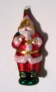 Vintage Waterford Weihnachtsmann aus mundgeblasenem Glas mit Umhängetasche auf dem Rücken Ornament - Bild 1 von 3