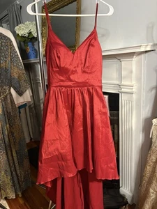Red Spaghetti Strap High-low Formal Dress With Train Juniors Size 7/8 NWT - Picture 1 of 5