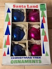 6 Large Vintage Glass Christmas Ornaments (blue-pink)