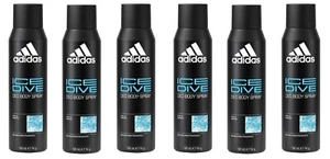 6 Can Adidas Ice Dive Deo Body Spray 150 ml 48hr - Picture 1 of 4