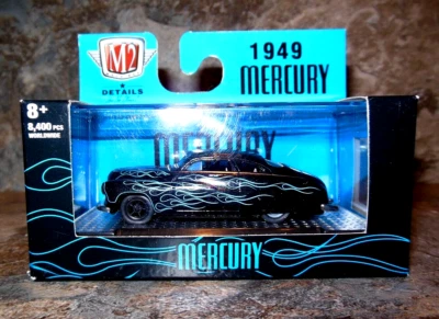 M2 MACHINES 1/64 1949 MERCURY CUSTOM BAD BOB BLACK / BLUE FLAMES  - Image 1 of 2