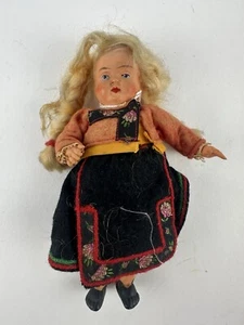 Piccola bambola popolare regionale Alsazia norvegese Norvegia vintage - Foto 1 di 5