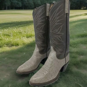 Dan Post Womens Western Gray Antelope Leather Cowboy Boots Sz 6 C - Picture 1 of 21