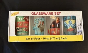 NUEVO Juego de 4 cristalería Seinfeld 16 OZ pinta Festivus Holiday con cotizaciones - Imagen 1 de 6