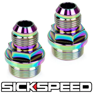 2 PC NEO CHROME REAR BREATHER FITTINGS FOR B16 B-16 B18C CATCH CAN M28 TO 10AN - Bild 1 von 1