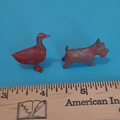 2 Vintage Cracker Jack Toys Dog Duck Metal B6 - Image 1 of 4