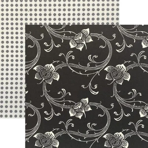 K&Company, Black and Ivory, Flower Vine Cardstock, 8.5", 2 Pgs, Small Circles - Picture 1 of 3