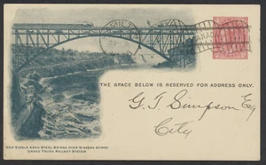 1898 GTR Niagara Gorge View Card Hamilton Type 8 'A' Flag Ticket Agent #GTR 25A - Picture 1 of 2