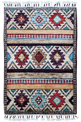 Teppich Ziegler Khorjin Brücke 60x90 cm 100% Wolle Handgeknüpft Gestreift multi - Bild 1 von 4