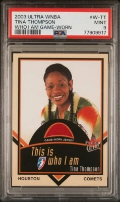 2003 Ultra WNBA Who I am GAME WORN Tina Thompson PSA 9 Houston Comets - Image 1 of 2