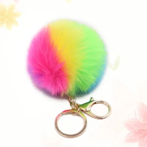 Peluche portachiavi ciondolo borsa telefono auto da appendere arcobaleno ornamento colorato palla - Foto 1 di 11