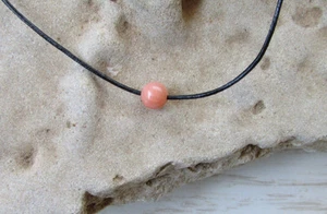 Collar de cuentas de coral cadena de cuero broche de plata joyería de playa todas las longitudes unisex - Imagen 1 de 4