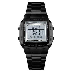 Herren Kinder Digitaluhr 5 Alarme schwarz mit Stoppuhr Licht Countdown DG1381B - Bild 1 von 6