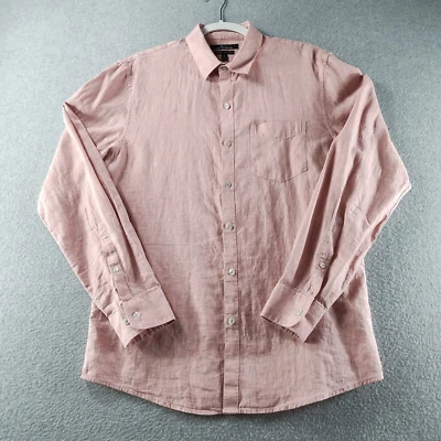 Mark Anthony Men's Shirt Pink Size M Luxury Slim Fit Linen Blend Long Sleeve - Image 1 of 4