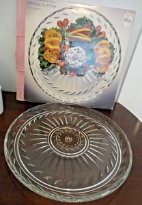VINTAGE INDIANA GLASS COLONY CRAFTS BEAUTIFUL BASICS CRYSTAL SERVING PLATTER 14" - Picture 1 of 11