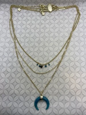 Kendra Scott Gemma Gold Tone Triple Strand Necklace Teal Labradorite Horn - Image 1 of 4