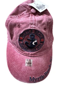 Myrtle Beach South Carolina Hat Logo Golf Beach Vacation Fish Boat Cap Red - Picture 1 of 7