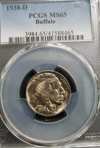 1938-D 5C Buffalo Nickel PCGS MS65 Cover