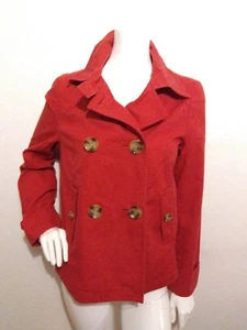 Vintage HOBBS red double breasted jacket raincoat size 12 pockets 100%cotton - Picture 1 of 8