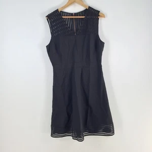 NEW Jacqui E womens dress size 14 fit flare black striped sleeveless Vneck096434 - Picture 1 of 10