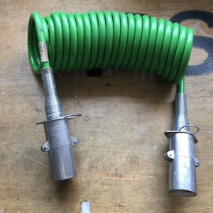 7-WAY ABS 36” TRUNK & TRAILER POWER CORD 15' COILED USED ONCE DIN SMMT/ISOSAE - Picture 1 of 6