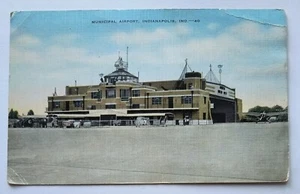 Indianapolis IN Indiana Municipal Airport Vintage Postcard D7 - Picture 1 of 2