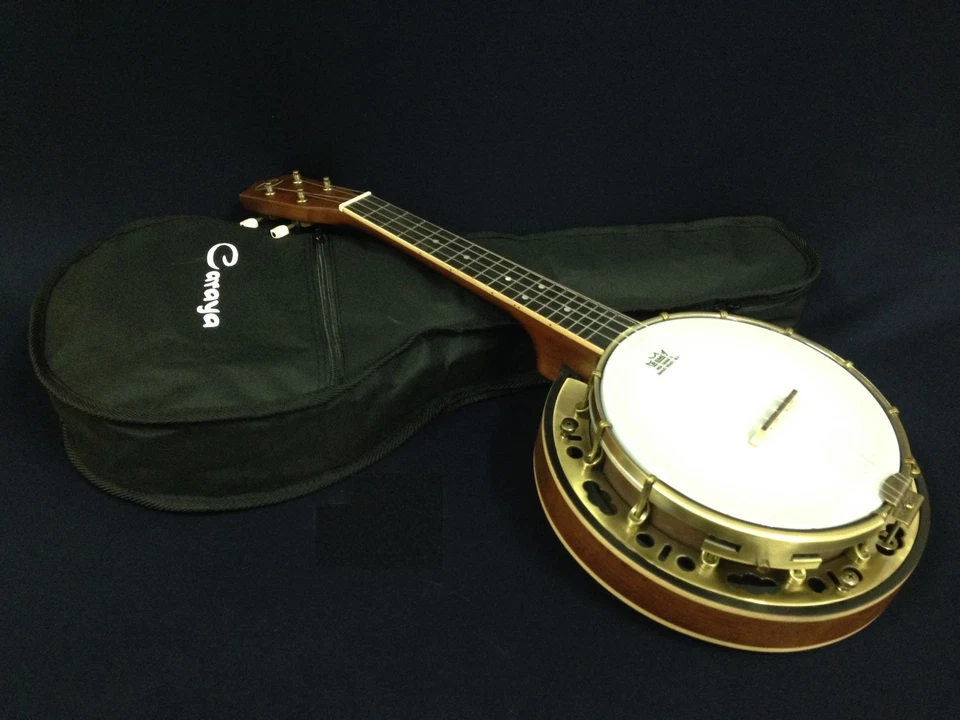 Caraya Concert Size,Flame Maple Resonator Banjo Ukulele,Banjolele+Bag SBJUK-118 - Image 1 of 4