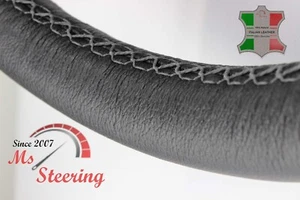 FOR GENESIS G80 18-18 BLACK LEATHER STEERING WHEEL COVER GREY STIT - Picture 1 of 5