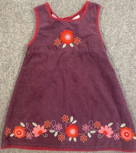 Blueberi Boulevard Dress Girls 5 Purple Plum Corduroy 3D Flowers Stitched Trim - Picture 1 of 12