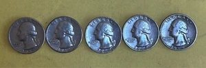 1965. 1966, 1967, 1968, 1969 U.S. Washington Quarters - 5 coins - Picture 1 of 2