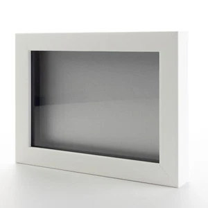 White 24x30 Wood Shadow Box With Silver Acid-Free Backing 11/16 Usable Depth - Picture 1 of 8